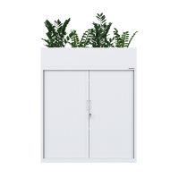 white tambour cabinet with planter box
